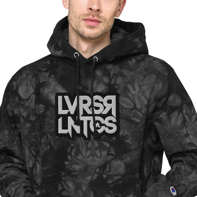 LVRSRLNTCS Embroidered Logo - Black Champion Tie-Dye Hoodie